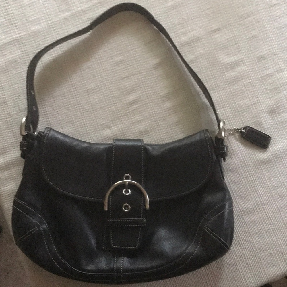 Black Coach leather shoulder bag - gently used